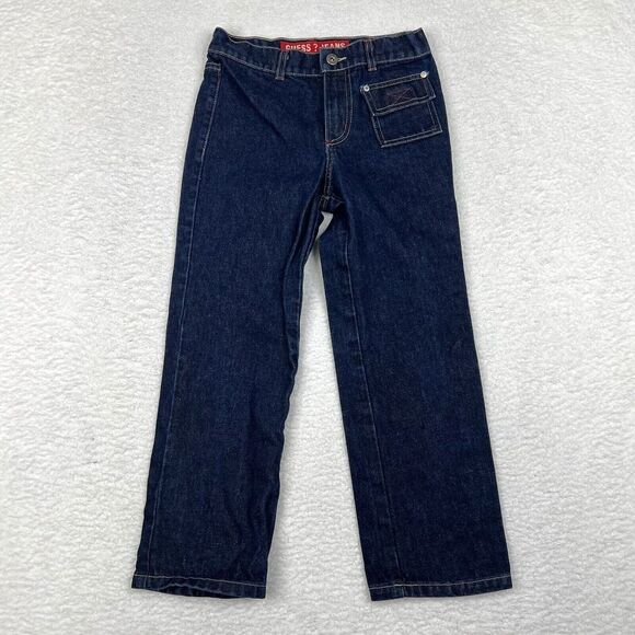 Guess Other - Vintage Guess Jeans Kids 10 Dark‎ Blue Flap Pocket Straight Denim Y2K Made USA